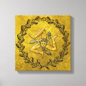 Sicilian Trinacria Olive Wreath in Gold Canvas Afdruk (Voorkant)
