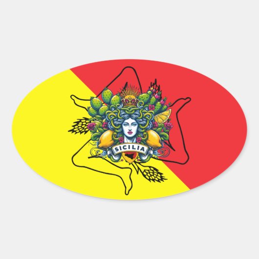 Sicilian Trinacria Ovale Sticker (Voorkant)