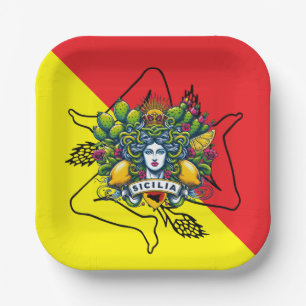 Sicilian Trinacria Papieren Bordje