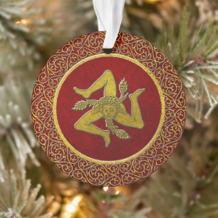 Sicilian Trinacria Red en Gold Ornament