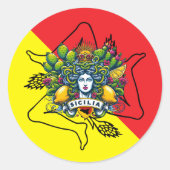 Sicilian Trinacria Ronde Sticker (Voorkant)