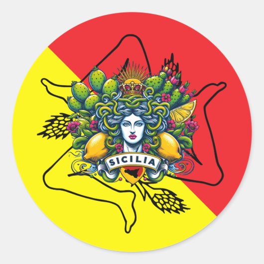 Sicilian Trinacria Ronde Sticker (Voorkant)