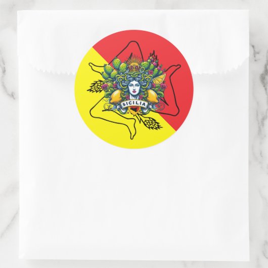 Sicilian Trinacria Ronde Sticker (Tas)