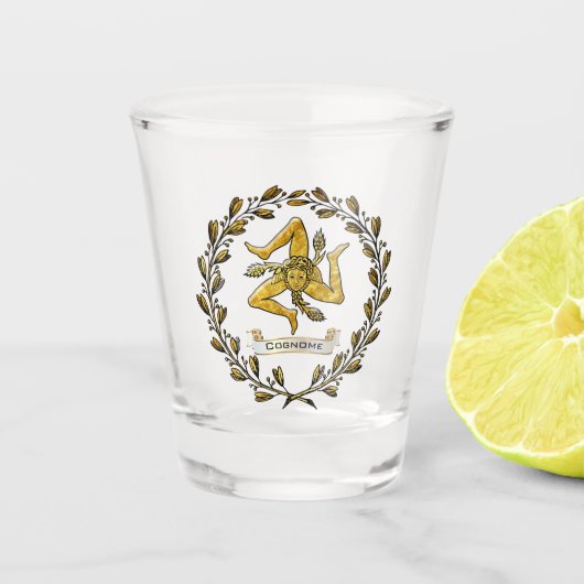 Sicilian Trinacria, uw familienaam Shot Glas (Voorkant)