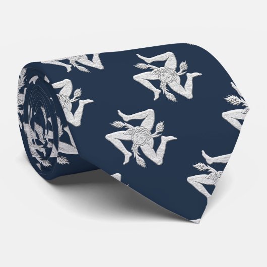 Sicilian Trinacria White Personaliseer Stropdas (Opgerold)