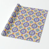 Sicilian Vibrant Majolica Scrollwork Mediterranean Cadeaupapier (Uitgerold)