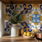 Sicilian Vibrant Majolica Scrollwork Mediterranean Tegeltje