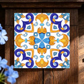 Sicilian Vibrant Majolica Scrollwork Mediterranean Tegeltje