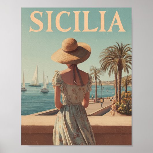 Sicilië 50s vintage reis poster (Voorkant)