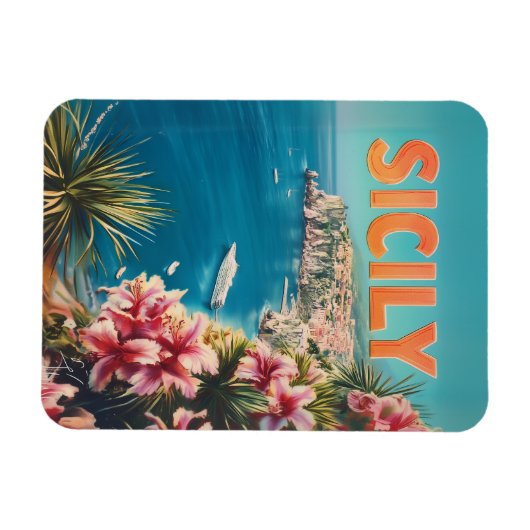 Sicilië bloemen magneet (Horizontaal)