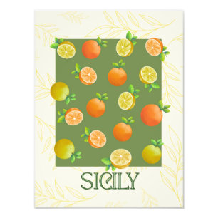 Sicilië Citrus Wall Art Italiaans Sinaasappel & ci Foto Afdruk