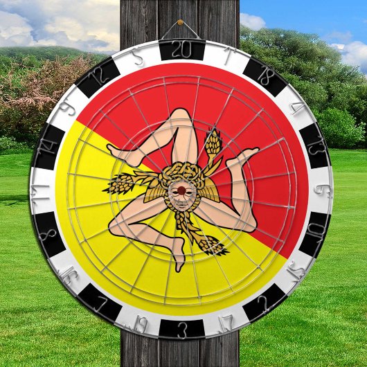 Sicilië dartboard en Siciliaanse vlag/spelraad Dartbord