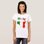 Sicilië en landkaart in de Italiaanse vlag T-shirt (Voorkant volledig)