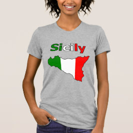 Sicilië en landkaart in de Italiaanse vlag T-Shirt