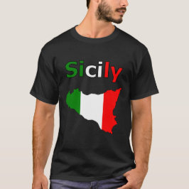 Sicilië en landkaart in de Italiaanse vlag T-shirt
