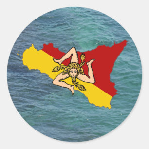 Sicilië en Trinacria over Zee Ronde Sticker
