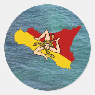 Sicilië en Trinacria over Zee Ronde Sticker