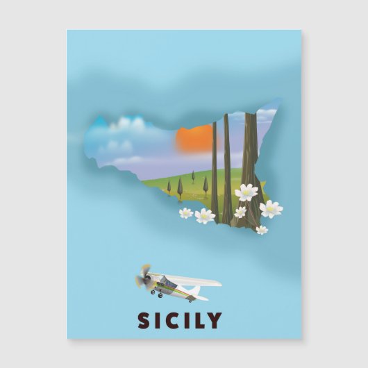 Sicilië geïllustreerde kaart reisposter (Voorkant)