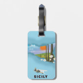 Sicilië geïllustreerde kaartreisposter bagagelabel (Achterkant verticaal)