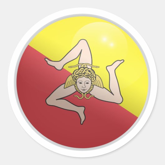 Sicilië Glossy Circle Flag Ronde Sticker (Voorkant)