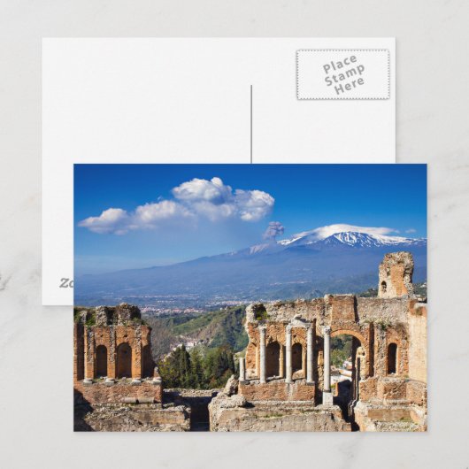 Sicilië - Grieks theater van het briefkaart Taormi (Voorkant / Achterkant)