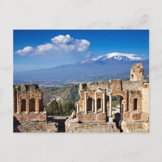 Sicilië - Grieks theater van het briefkaart Taormi