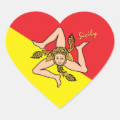 Sicilië Hart Sticker, Patriottische Siciliaanse Vl Sticker (Voorkant)