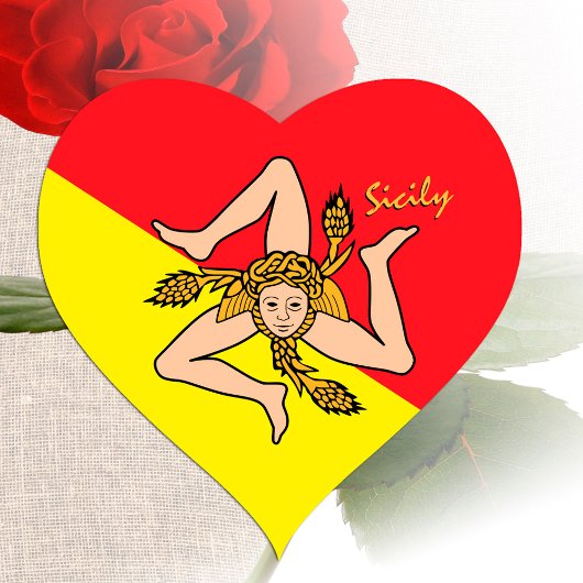 Sicilië Hart Sticker, Patriottische Siciliaanse Vl Sticker