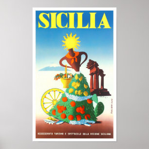 Sicilië Italiaans vintage-reisje Poster