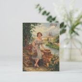 Sicilië  italiaanse dame in het land 50s briefkaart (Staand voorkant)