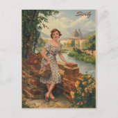 Sicilië  italiaanse dame in het land 50s briefkaart (Voorkant)
