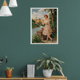 Sicilië italiaanse dame in het land 50s poster