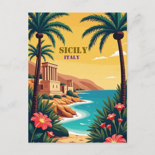 Sicilië, Italië Kust Uitzichten, Cultuur Charme Briefkaart (Voorkant)