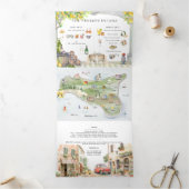 Sicilië Italië | Mediterrane routekaart Drieluik Uitnodiging (Binnen)