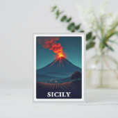 Sicilië Italië Mount Vesuvius Napels Reizen Briefkaart (Staand voorkant)