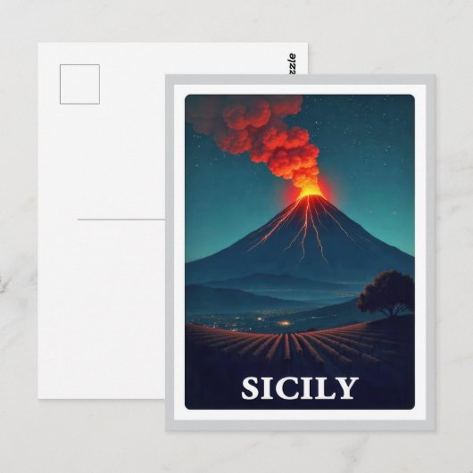  Sicilië Italië Mount Vesuvius Napels Reizen Briefkaart (Voorkant / Achterkant)