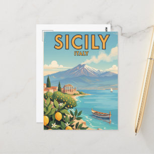 Sicilië Italië Reizen Kunst Vintage Briefkaart