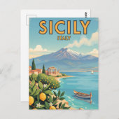 Sicilië Italië Reizen Kunst Vintage Briefkaart (Voorkant / Achterkant)