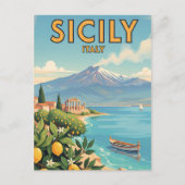 Sicilië Italië Reizen Kunst Vintage Briefkaart (Voorkant)