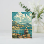 Sicilië Italië Reizen Kunst Vintage Briefkaart (Staand voorkant)