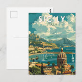 Sicilië Italië Reizen Kunst Vintage Briefkaart (Voorkant / Achterkant)
