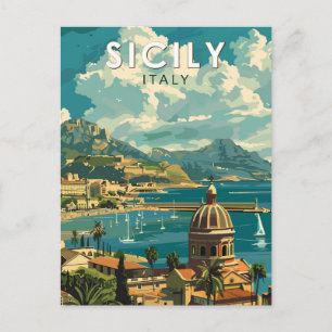 Sicilië Italië Reizen Kunst Vintage Briefkaart