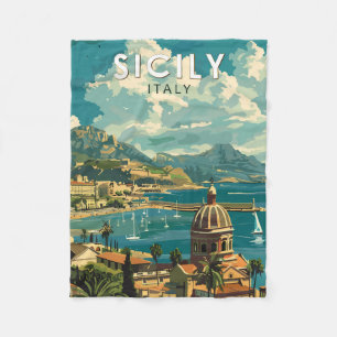 Sicilië Italië Reizen Kunst Vintage Fleece Deken