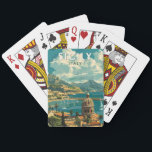 Sicilië Italië Reizen Kunst Vintage Pokerkaarten<br><div class="desc">Sicilië retro vector reisontwerp. Sicilië,  het grootste eiland van de Middellandse Zee,  ligt net buiten de "teen" van de Italiaanse "laars". De rijke geschiedenis wordt weerspiegeld in sites als de Vallei van de Tempels.</div>