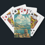 Sicilië Italië Reizen Kunst Vintage Pokerkaarten<br><div class="desc">Sicilië retro vector reisontwerp. Sicilië,  het grootste eiland van de Middellandse Zee,  ligt net buiten de "teen" van de Italiaanse "laars". De rijke geschiedenis wordt weerspiegeld in sites als de Vallei van de Tempels.</div>