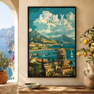 Sicilië Italië Reizen Kunst Vintage Poster