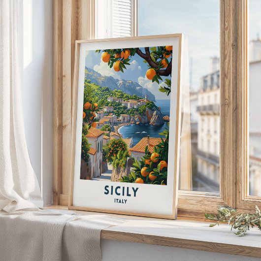 Sicilië Italië Reizen Print Poster Italiaanse kuns