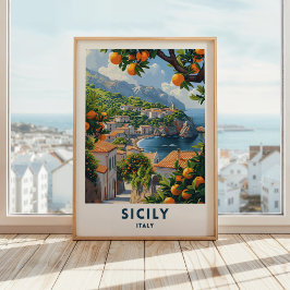 Sicilië Italië Reizen Print Poster Italiaanse kuns