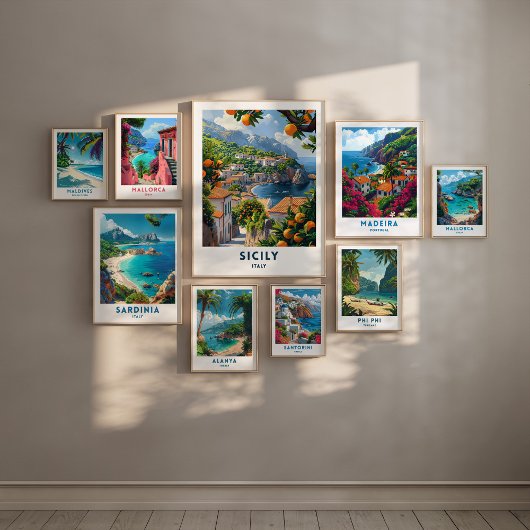 Sicilië Italië Reizen Print Poster Italiaanse kuns