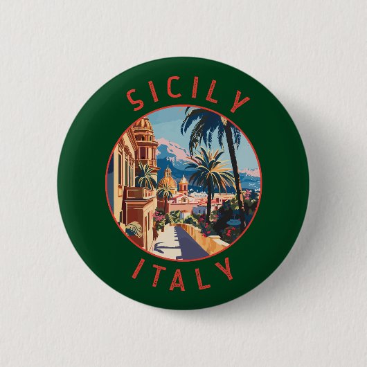 Sicilië Italië Retro noodlijdende cirkel Ronde Button 5,7 Cm (Voorkant)